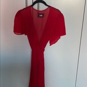 Reformation red silk wrap dress